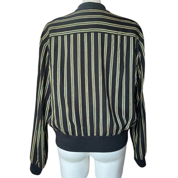 Vintage Carole Little Womens Floral & Striped Button-Up Jacket Bomber Style - Picture 4 of 12